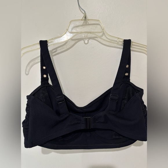 Black Textured Swim top with Buckle Strap Detail - Picture 4 of 5